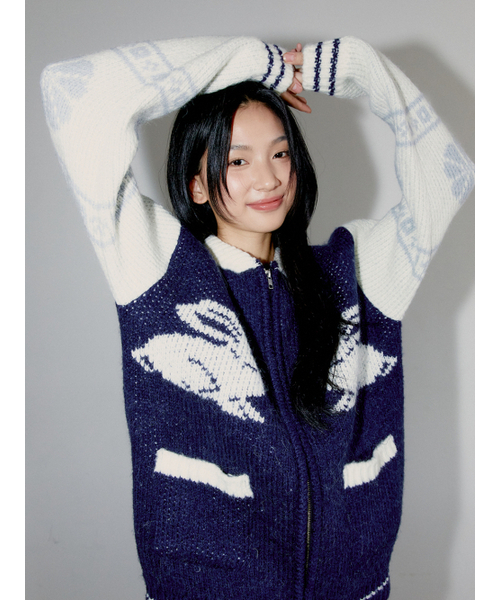 OAFISH(オアフィッシュ)の「COWICHAN KNIT ZIP-UP CARDIGAN, NAVY(カーディガン/ボレロ・レディース・その他・FREE)」の2枚目の写真