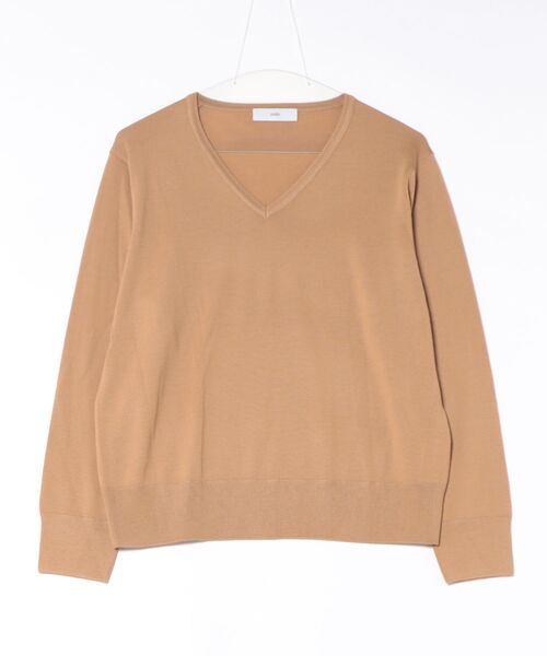 INED（イネド）の「FF30ゲージ Vネックニット（ニット/セーター・レディース・ブラック/モカ・9号）」の2枚目の写真