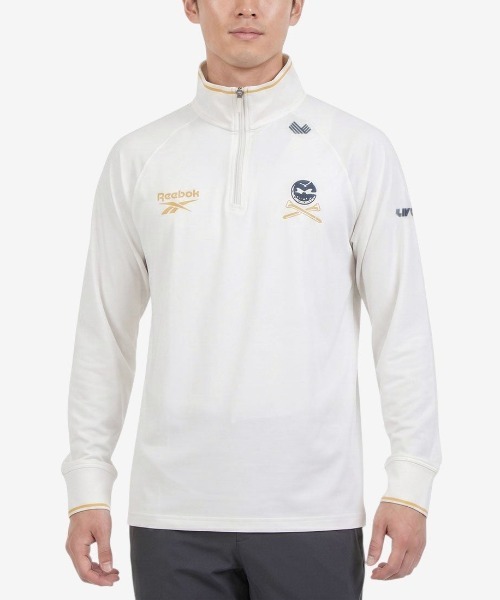 Reebok（リーボック）の「ジップ プルオーバー  / LS 1/4 ZIP PULLOVER WTIPPING（その他トップス・メンズ・ネイビー/アイボリー・SMALL/LARGE/MEDIUM）」の2枚目の写真