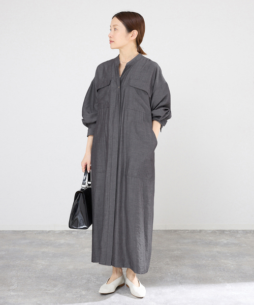 IENA（イエナ）の「2WAY シャンブレー ワークワンピース（ワンピース・レディース・ブラック系その他/ネイビー・38/36）」の3枚目の写真