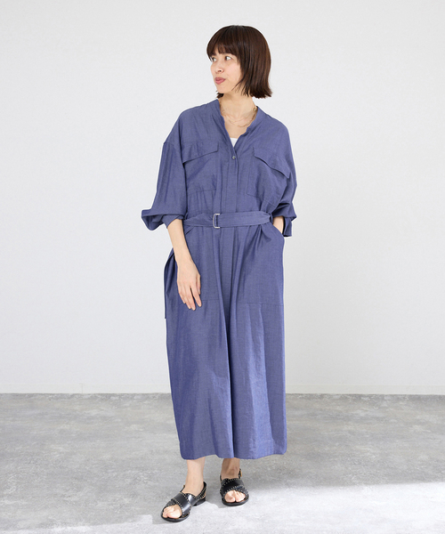 IENA（イエナ）の「2WAY シャンブレー ワークワンピース（ワンピース・レディース・ブラック系その他/ネイビー・38/36）」の11枚目の写真