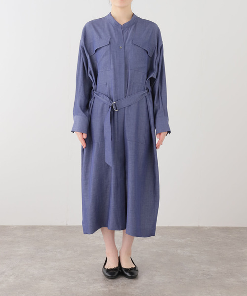 IENA（イエナ）の「2WAY シャンブレー ワークワンピース（ワンピース・レディース・ブラック系その他/ネイビー・38/36）」の14枚目の写真