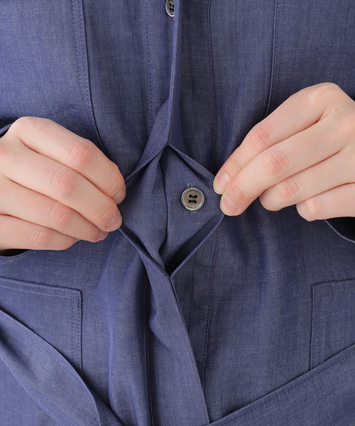 IENA（イエナ）の「2WAY シャンブレー ワークワンピース（ワンピース・レディース・ブラック系その他/ネイビー・38/36）」の20枚目の写真