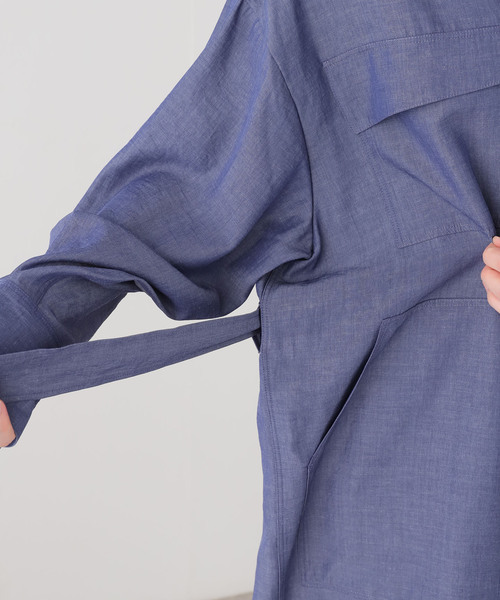 IENA（イエナ）の「2WAY シャンブレー ワークワンピース（ワンピース・レディース・ブラック系その他/ネイビー・38/36）」の21枚目の写真