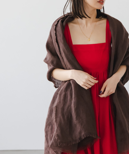 THROW(スロー)の「《NOBLE別注カラー・》THROW/スロー Light Linen Color Stole(ストール/ショール・レディース・ブラウン/ホワイト系その他/ベージュ・FREE)」の19枚目の写真