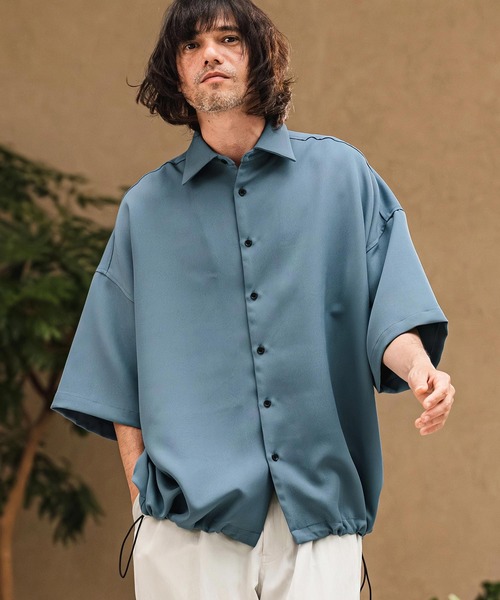 CAMBIO(カンビオ)の「mhs2629- Polyester Tropical Short Sleeve Shirts トロピカルシャツ(S65026cmb)(シャツ/ブラウス・メンズ・キナリ/ブラック/ブルー/グレー・M/S/L)」の4枚目の写真