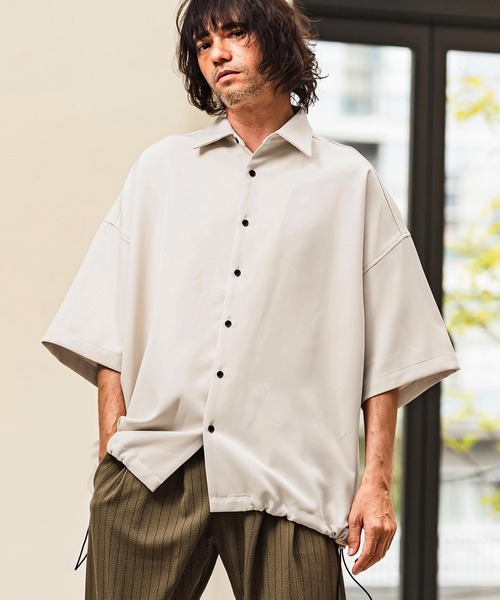 CAMBIO(カンビオ)の「mhs2629- Polyester Tropical Short Sleeve Shirts トロピカルシャツ(S65026cmb)(シャツ/ブラウス・メンズ・キナリ/ブラック/ブルー/グレー・M/S/L)」の1枚目の写真