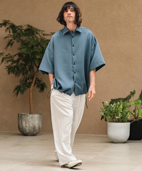CAMBIO(カンビオ)の「mhs2629- Polyester Tropical Short Sleeve Shirts トロピカルシャツ(S65026cmb)(シャツ/ブラウス・メンズ・キナリ/ブラック/ブルー/グレー・M/S/L)」の7枚目の写真