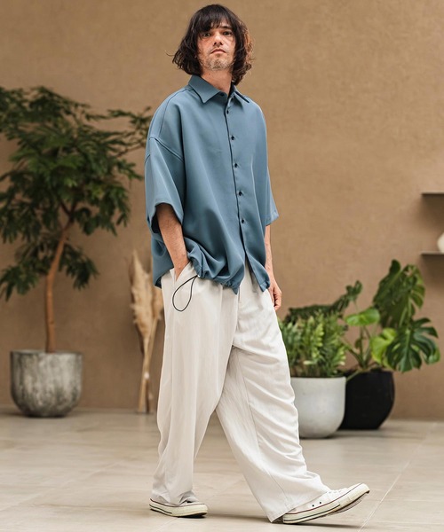 CAMBIO(カンビオ)の「mhs2629- Polyester Tropical Short Sleeve Shirts トロピカルシャツ(S65026cmb)(シャツ/ブラウス・メンズ・キナリ/ブラック/ブルー/グレー・M/S/L)」の8枚目の写真