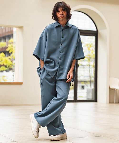 CAMBIO(カンビオ)の「mhs2629- Polyester Tropical Short Sleeve Shirts トロピカルシャツ(S65026cmb)(シャツ/ブラウス・メンズ・キナリ/ブラック/ブルー/グレー・M/S/L)」の9枚目の写真