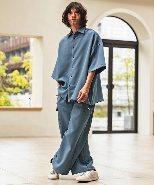 CAMBIO(カンビオ)の「mhs2629- Polyester Tropical Short Sleeve Shirts トロピカルシャツ(S65026cmb)(シャツ/ブラウス・メンズ・キナリ/ブラック/ブルー/グレー・M/S/L)」の10枚目の写真