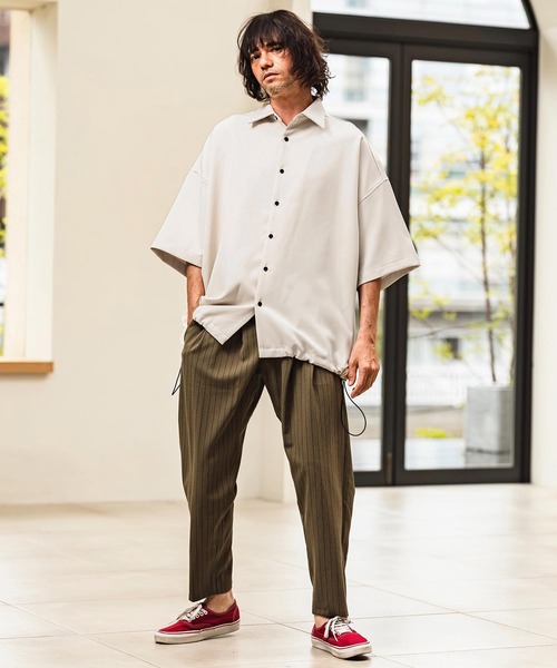 CAMBIO(カンビオ)の「mhs2629- Polyester Tropical Short Sleeve Shirts トロピカルシャツ(S65026cmb)(シャツ/ブラウス・メンズ・キナリ/ブラック/ブルー/グレー・M/S/L)」の14枚目の写真