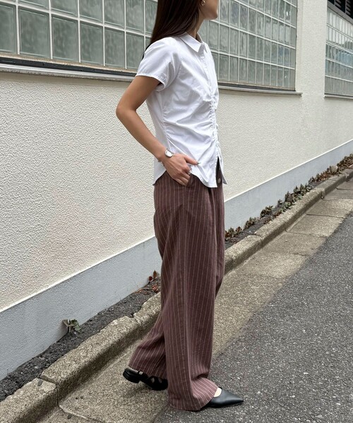 fredy emue(フレディエミュ)の「フロントギャザーちび袖ブラウス(シャツ/ブラウス・レディース・ブルー系その他/サックスブルー/オフホワイト/ピンク系その他・38)」の6枚目の写真