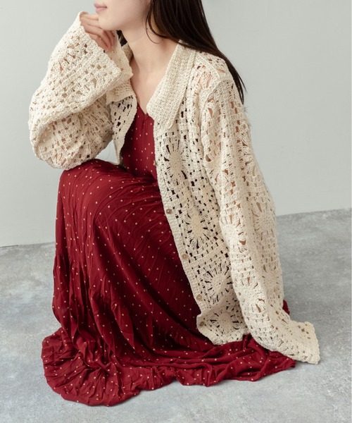 on:nue（オンニュ）の「【on:nue】クリンクルドット ティアードキャミワンピース/2026 SS COLLECTION（ワンピース・レディース・ブラック/アイボリー/レッド・FREE）」の3枚目の写真