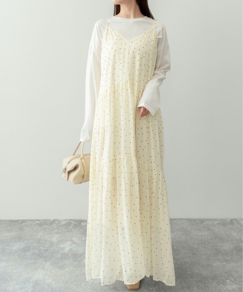 on:nue（オンニュ）の「【on:nue】クリンクルドット ティアードキャミワンピース/2026 SS COLLECTION（ワンピース・レディース・ブラック/アイボリー/レッド・FREE）」の12枚目の写真