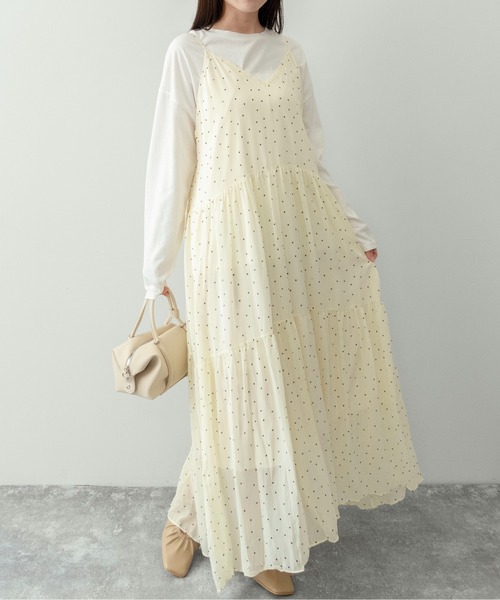 on:nue（オンニュ）の「【on:nue】クリンクルドット ティアードキャミワンピース/2026 SS COLLECTION（ワンピース・レディース・ブラック/アイボリー/レッド・FREE）」の13枚目の写真