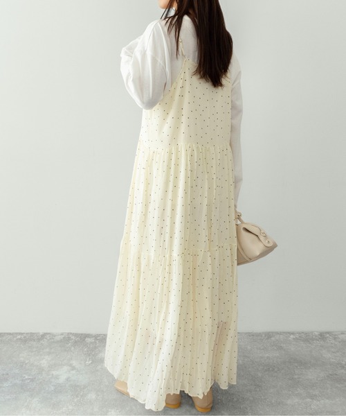 on:nue（オンニュ）の「【on:nue】クリンクルドット ティアードキャミワンピース/2026 SS COLLECTION（ワンピース・レディース・ブラック/アイボリー/レッド・FREE）」の14枚目の写真