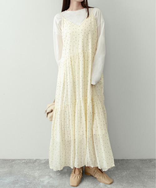 on:nue（オンニュ）の「【on:nue】クリンクルドット ティアードキャミワンピース/2026 SS COLLECTION（ワンピース・レディース・ブラック/アイボリー/レッド・FREE）」の16枚目の写真