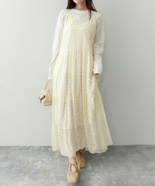on:nue（オンニュ）の「【on:nue】クリンクルドット ティアードキャミワンピース/2026 SS COLLECTION（ワンピース・レディース・ブラック/アイボリー/レッド・FREE）」の17枚目の写真