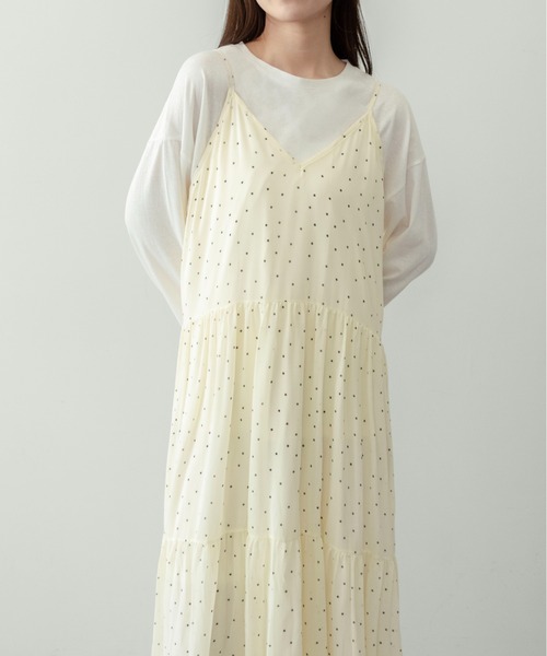 on:nue（オンニュ）の「【on:nue】クリンクルドット ティアードキャミワンピース/2026 SS COLLECTION（ワンピース・レディース・ブラック/アイボリー/レッド・FREE）」の19枚目の写真