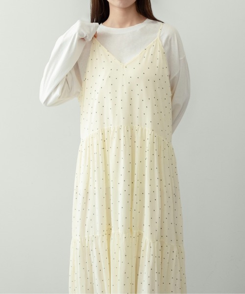 on:nue（オンニュ）の「【on:nue】クリンクルドット ティアードキャミワンピース/2026 SS COLLECTION（ワンピース・レディース・ブラック/アイボリー/レッド・FREE）」の20枚目の写真