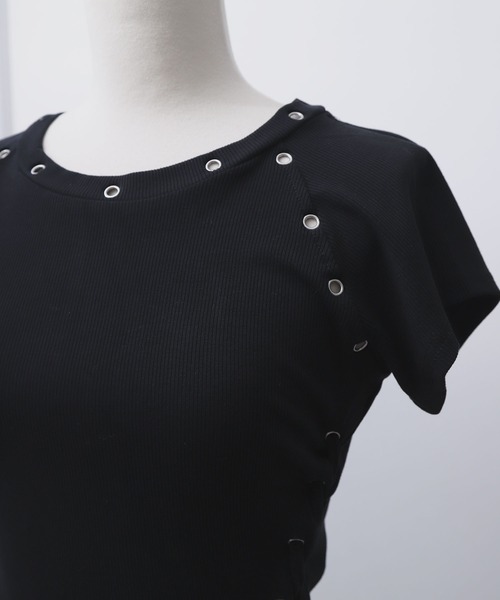 Diable baiser(ディアブルベーゼ)の「ハトメレースアップY2K半袖カットソートップス(Tシャツ/カットソー・レディース・ブラック・MEDIUM/LL/LARGE)」の18枚目の写真