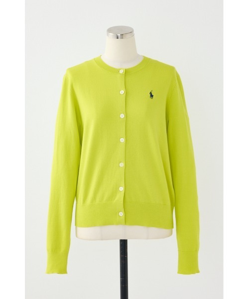 SHEL'TTER ORIGINAL（シェルターオリジナル）の「【POLO RALPH LAUREN】コットン クルーネック カーディガン（ニット/セーター・レディース・ライム/アイボリー・SMALL）」の2枚目の写真