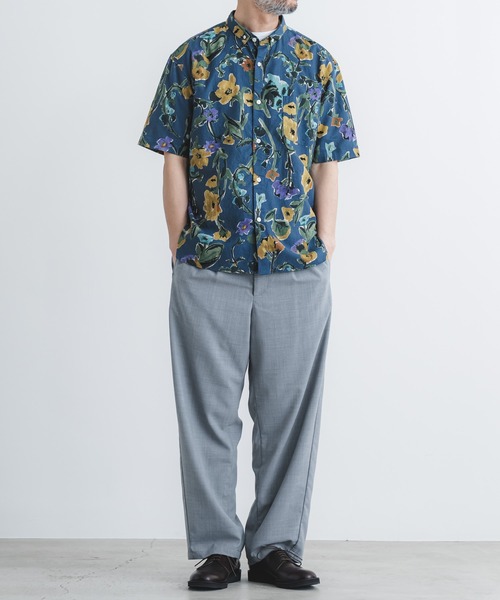 quadro（クオドロ）の「綿麻シーチング花柄pt BD半袖シャツ（シャツ/ブラウス・メンズ・ネイビー・MEDIUM/LARGE）」の12枚目の写真
