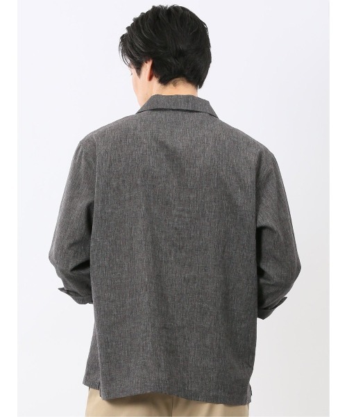 TAKA-Q(タカキュー)の「シャツ メンズ 7分袖 スキッパー プルオーバー リネン混 ゆったり オーバーサイズ (シャツ/ブラウス・メンズ・グレー系その他2/ベージュ・MEDIUM/LARGE/X-LARGE)」の5枚目の写真