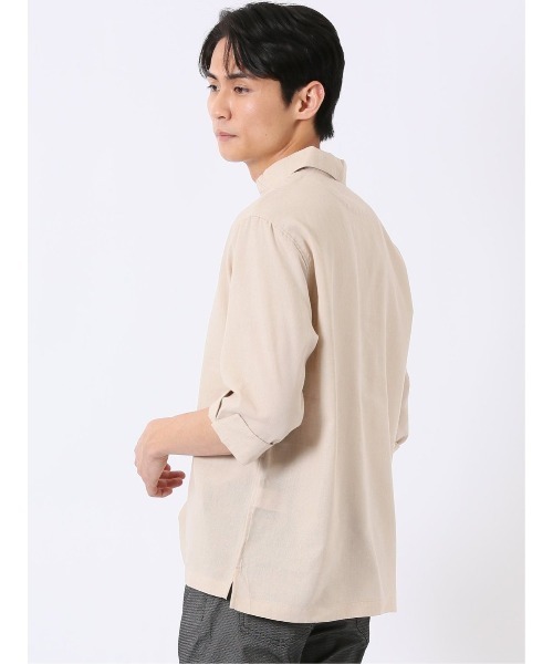 TAKA-Q(タカキュー)の「シャツ メンズ 7分袖 スキッパー プルオーバー リネン混 ゆったり オーバーサイズ (シャツ/ブラウス・メンズ・グレー系その他2/ベージュ・MEDIUM/LARGE/X-LARGE)」の11枚目の写真