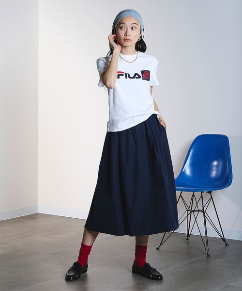 FILA(フィラ)の「(FILAⅹROSEBUD)FILA ROSE T-SHIRTS(Tシャツ/カットソー・レディース・ホワイト/パープル・S/L)」の22枚目の写真