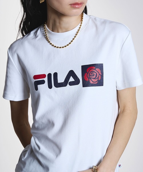 FILA(フィラ)の「(FILAⅹROSEBUD)FILA ROSE T-SHIRTS(Tシャツ/カットソー・レディース・ホワイト/パープル・S/L)」の19枚目の写真