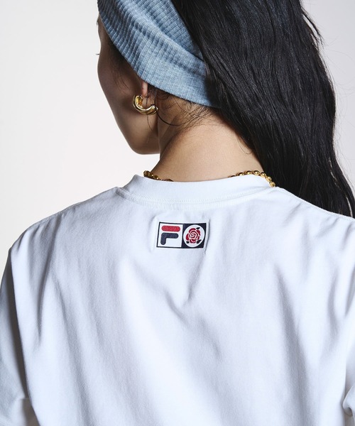 FILA(フィラ)の「(FILAⅹROSEBUD)FILA ROSE T-SHIRTS(Tシャツ/カットソー・レディース・ホワイト/パープル・S/L)」の17枚目の写真