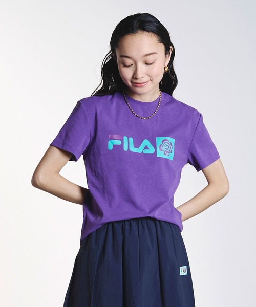 FILA(フィラ)の「(FILAⅹROSEBUD)FILA ROSE T-SHIRTS(Tシャツ/カットソー・レディース・ホワイト/パープル・S/L)」の16枚目の写真