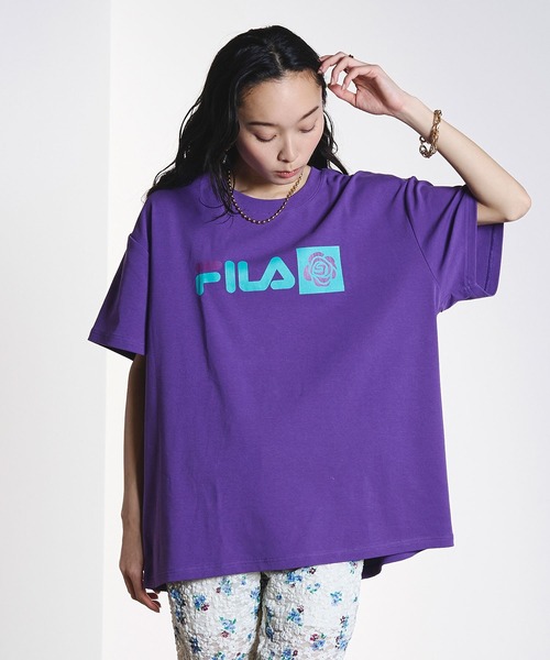 FILA(フィラ)の「(FILAⅹROSEBUD)FILA ROSE T-SHIRTS(Tシャツ/カットソー・レディース・ホワイト/パープル・S/L)」の15枚目の写真