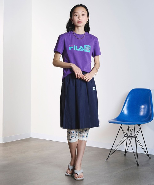 FILA(フィラ)の「(FILAⅹROSEBUD)FILA ROSE T-SHIRTS(Tシャツ/カットソー・レディース・ホワイト/パープル・S/L)」の12枚目の写真