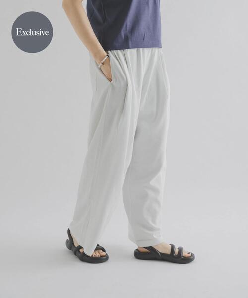 THE GOODLAND MARKET（ザグッドランドマーケット）の「『別注』MIDIUMISOLID×THE GOODLAND MARKET　LINEN easy pants（その他パンツ・レディース・ホワイト/ブラック・FREE）」の2枚目の写真