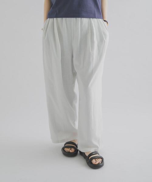 THE GOODLAND MARKET(ザグッドランドマーケット)の「『別注』MIDIUMISOLID×THE GOODLAND MARKET LINEN easy pants(その他パンツ・レディース・ホワイト/ブラック・FREE)」の3枚目の写真