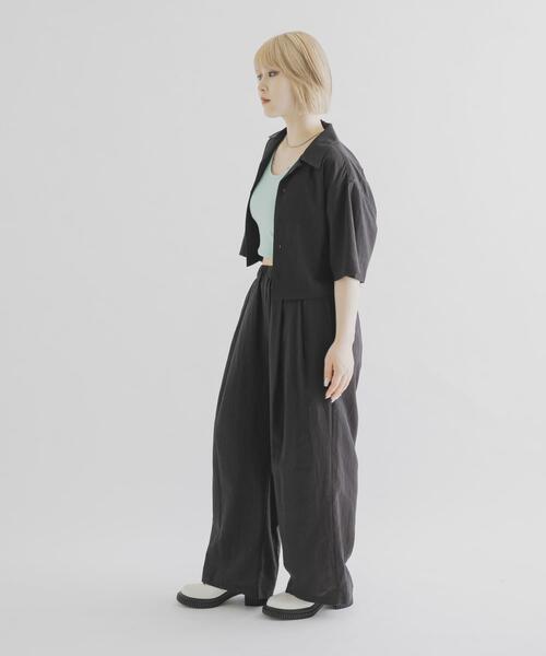 THE GOODLAND MARKET（ザグッドランドマーケット）の「『別注』MIDIUMISOLID×THE GOODLAND MARKET　LINEN easy pants（その他パンツ・レディース・ホワイト/ブラック・FREE）」の6枚目の写真