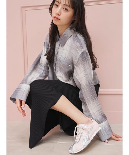 SNIDEL(スナイデル)の「クロップドシャツ(シャツ/ブラウス・レディース・チェック/ホワイト/ピンク・F)」の8枚目の写真