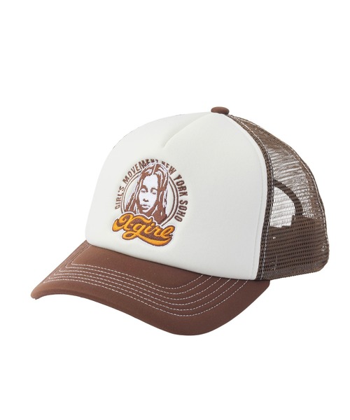 X-girl(エックスガール)の「CHEERFUL LOGO AND FACE TRUCKER CAP(キャップ・レディース・ホワイト/ブラウン/ブラック・ONE SIZE)」の3枚目の写真