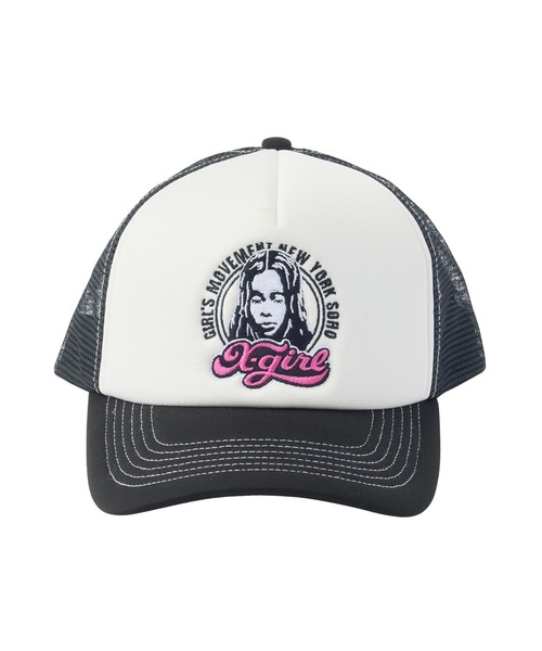 X-girl(エックスガール)の「CHEERFUL LOGO AND FACE TRUCKER CAP(キャップ・レディース・ホワイト/ブラウン/ブラック・ONE SIZE)」の13枚目の写真