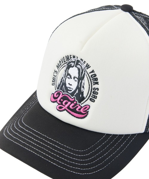 X-girl(エックスガール)の「CHEERFUL LOGO AND FACE TRUCKER CAP(キャップ・レディース・ホワイト/ブラウン/ブラック・ONE SIZE)」の16枚目の写真