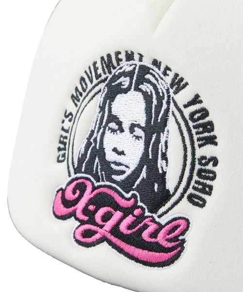 X-girl(エックスガール)の「CHEERFUL LOGO AND FACE TRUCKER CAP(キャップ・レディース・ホワイト/ブラウン/ブラック・ONE SIZE)」の17枚目の写真