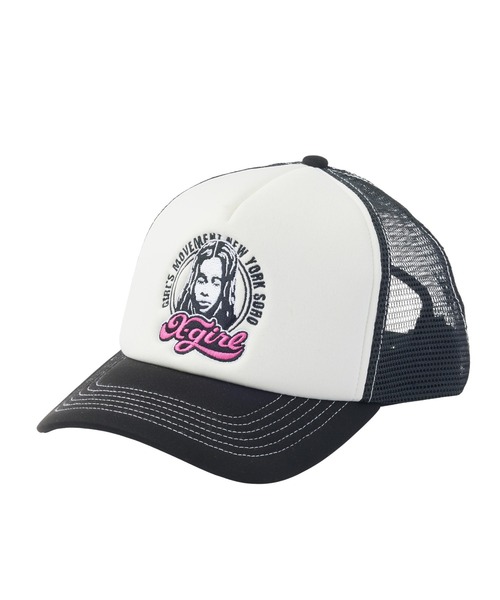 X-girl(エックスガール)の「CHEERFUL LOGO AND FACE TRUCKER CAP(キャップ・レディース・ホワイト/ブラウン/ブラック・ONE SIZE)」の12枚目の写真