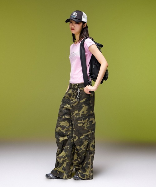 X-girl(エックスガール)の「CHEERFUL LOGO AND FACE TRUCKER CAP(キャップ・レディース・ホワイト/ブラウン/ブラック・ONE SIZE)」の5枚目の写真