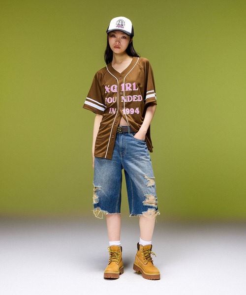 X-girl(エックスガール)の「CHEERFUL LOGO AND FACE TRUCKER CAP(キャップ・レディース・ホワイト/ブラウン/ブラック・ONE SIZE)」の7枚目の写真