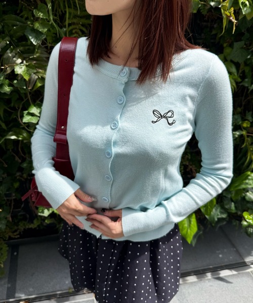 Nia(ニア)の「Nia(ニア)/リボン刺繍付きカーディガン(カーディガン/ボレロ・レディース・レッド/ブラック/グレー/ブルー・FREE)」の11枚目の写真