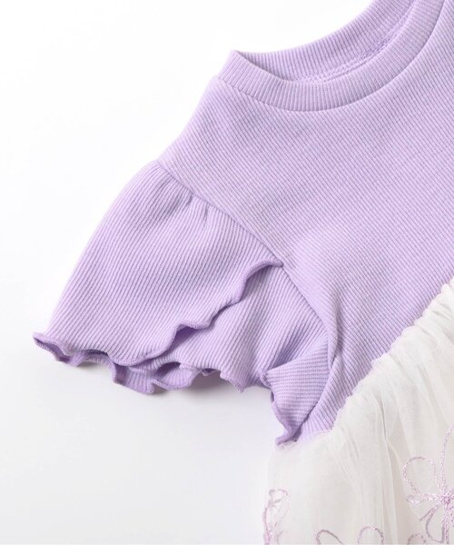 apres les cours(アプレレクール)の「チュール刺繍ドッキング半袖Tシャツ(Tシャツ/カットソー・キッズ・ブラウン/ラベンダー・80/90/100/110/120/130/140)」の10枚目の写真