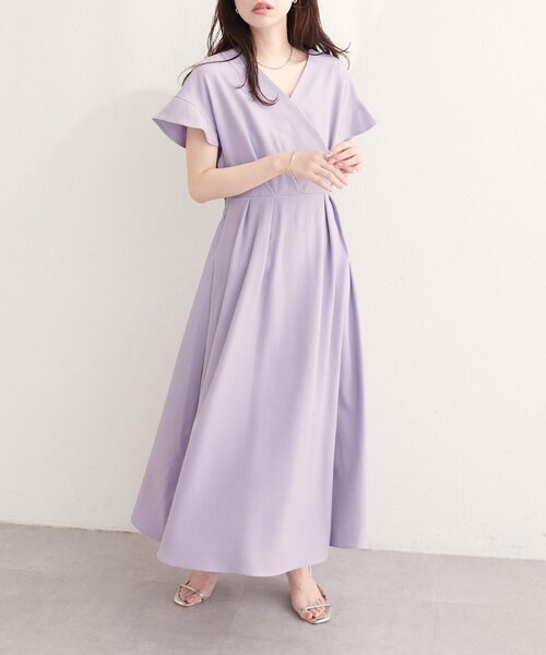 natural couture（ナチュラルクチュール）の「【sherbet line】接触冷感カシュクールフリル袖ワンピース（ワンピース・レディース・ブルー/ブラック/ブラウン系その他/ライトベージュ/ラベンダー/ミント・FREE）」の6枚目の写真